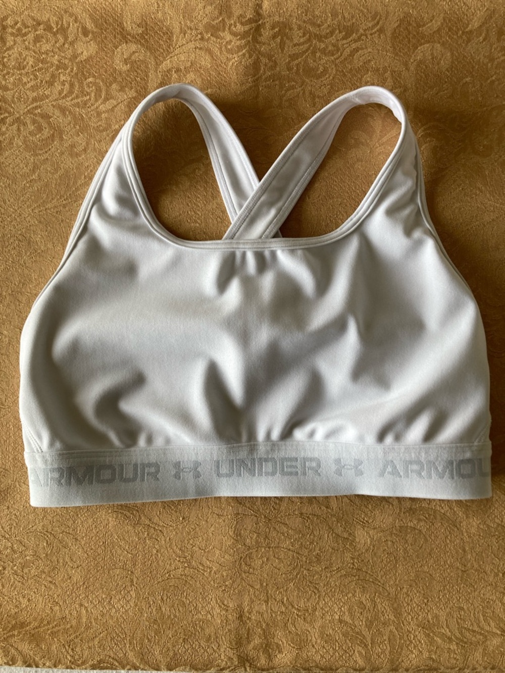 Under Armour Women’s White Cross-Back Light Support Sports Bra Sz-Lg